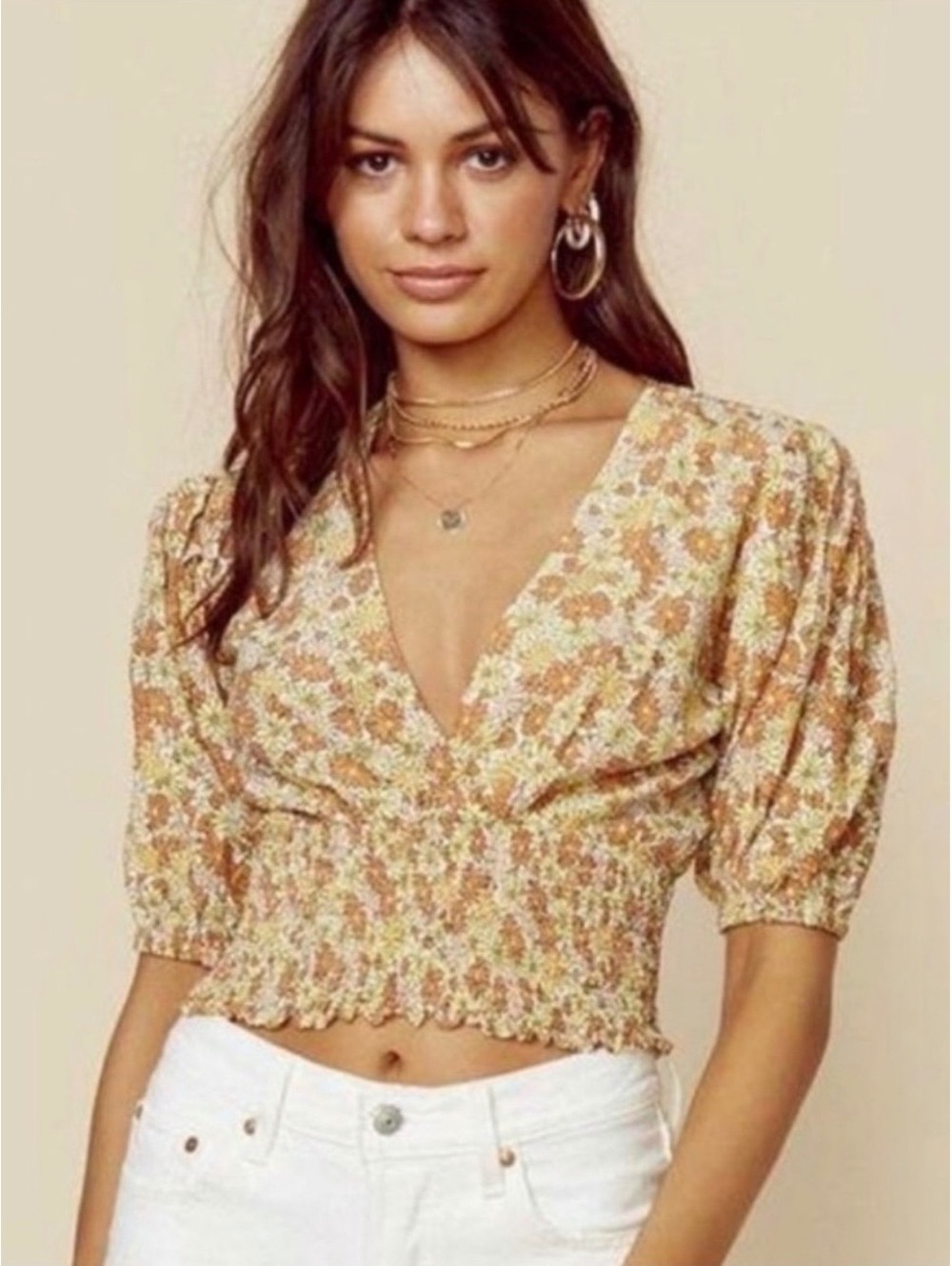 Faithfull the Brand | Oma Top In Peach Zoella Floral | Sz. 2